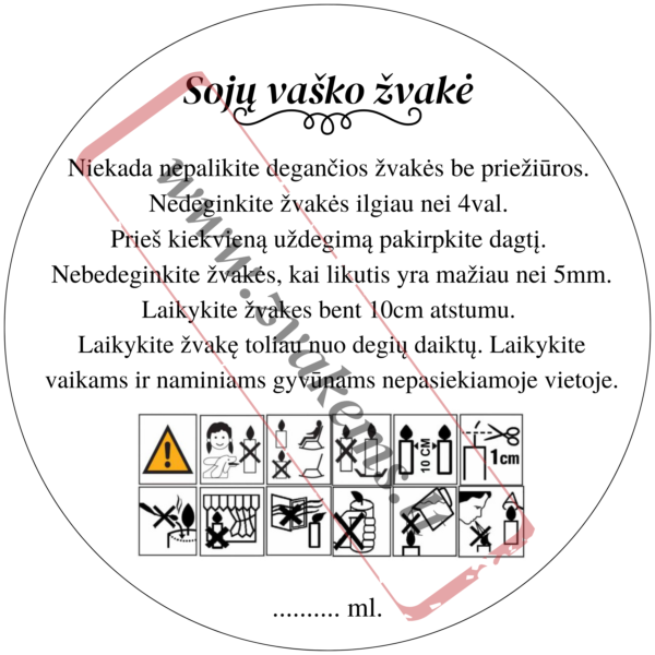 žvakių saugos lipdukas
